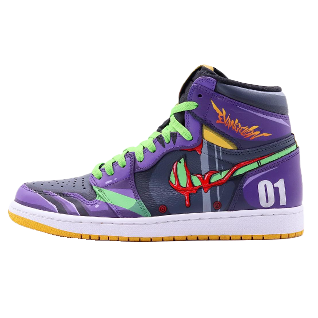 Custom AJ1 outlet Evangelion Unit1-2 anime sneaker artwork shoes size 12 men