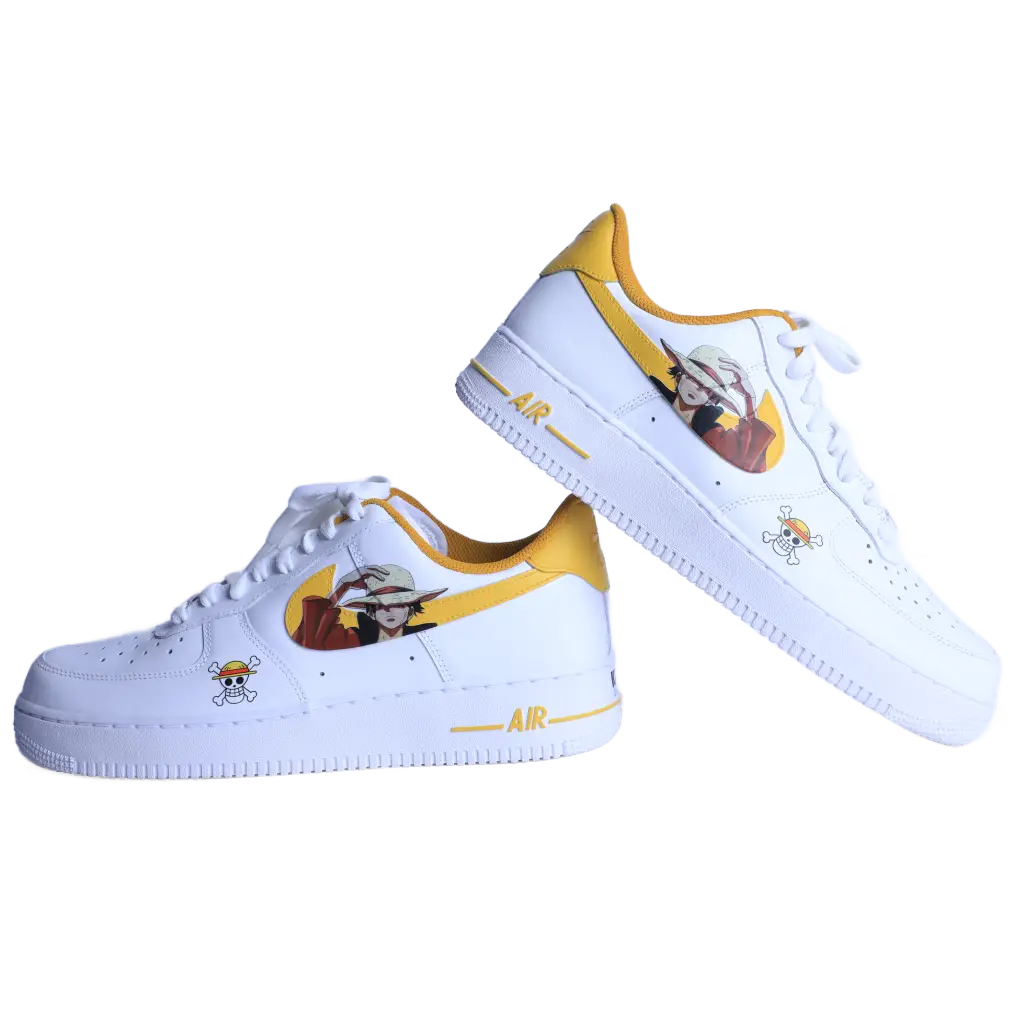 custom anime sneakers with luffy yellow