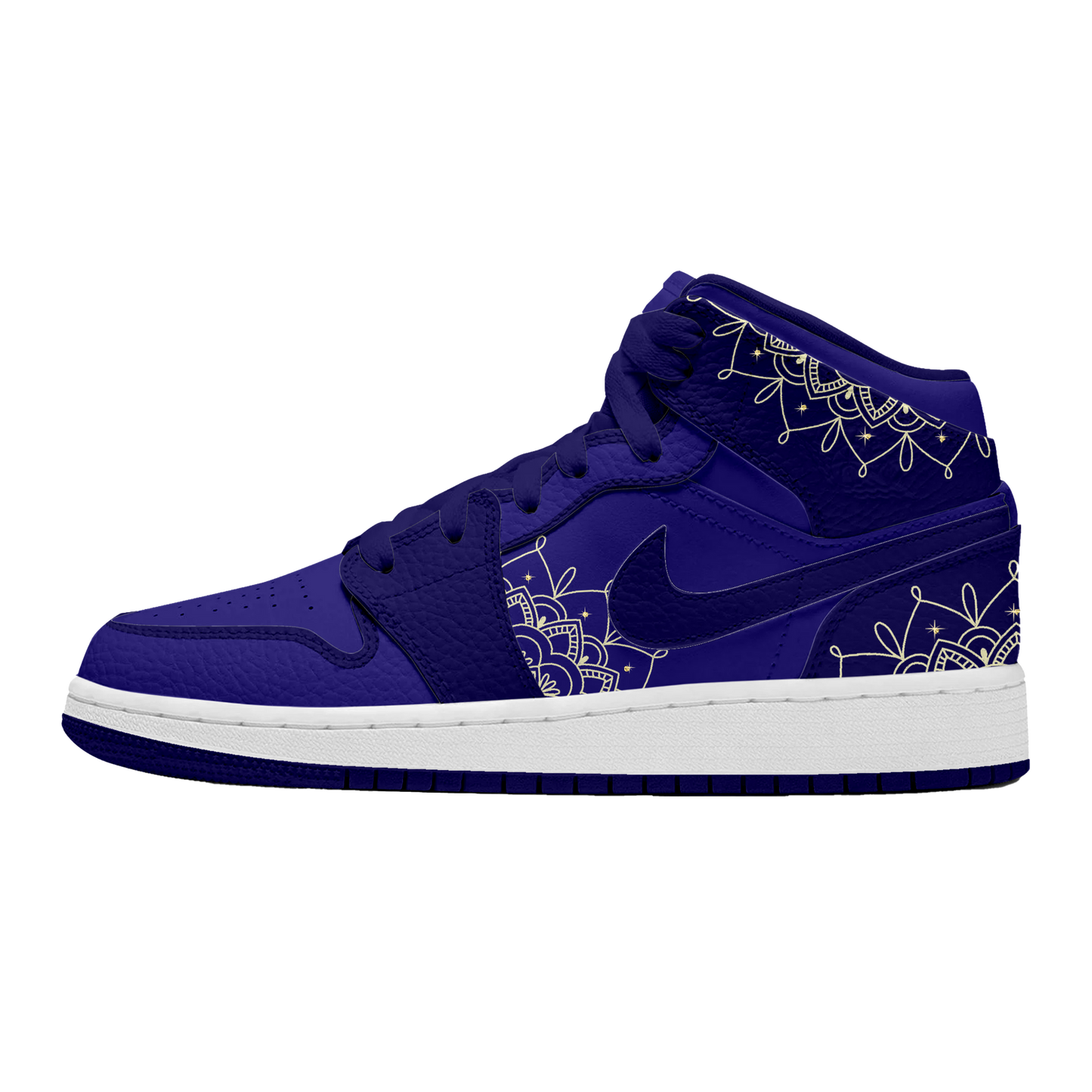 Custom Diwali Jordans Blue Colourway with Rangoli Motifs