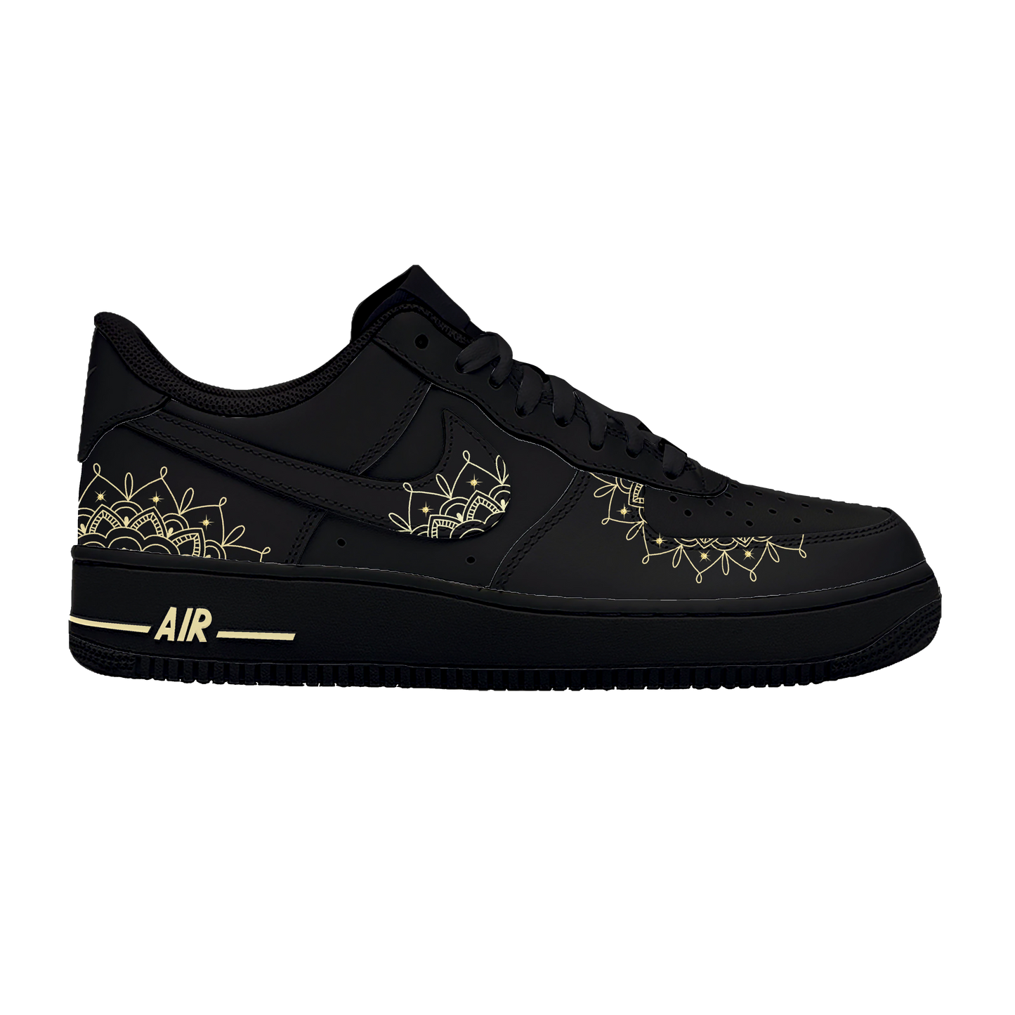 Custom Airforce Diwali Black Colourway with Rangoli Motifs