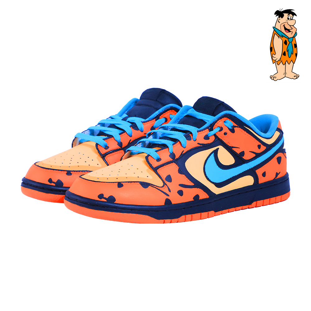 Custom Fred Flintstone Blue Swoosh Dunks