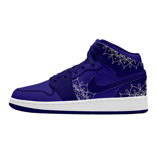 Custom Diwali Jordans Blue  Colourway with Rangoli Motifs